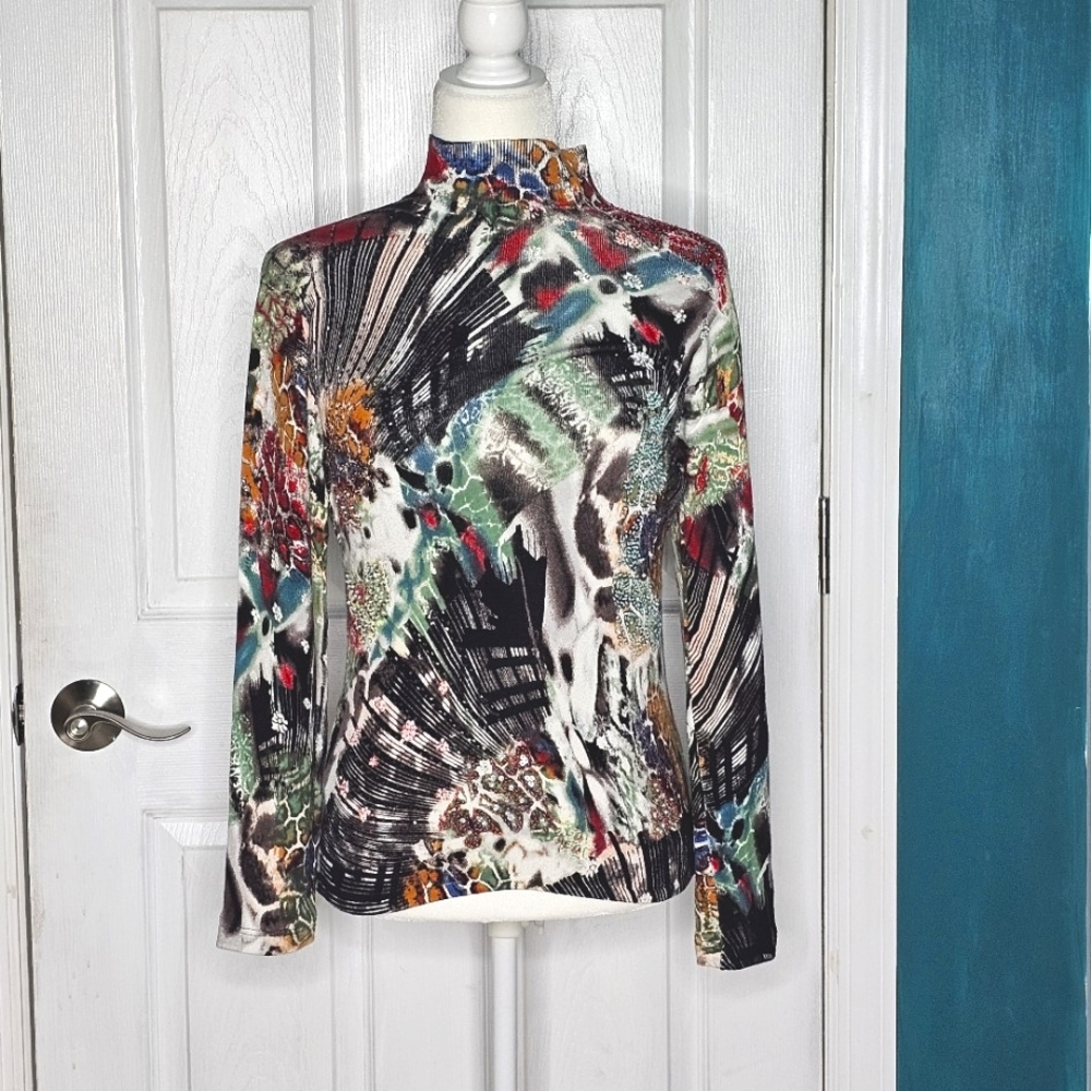 Alberto Makali Multi Color Beaded Sequined Sweater